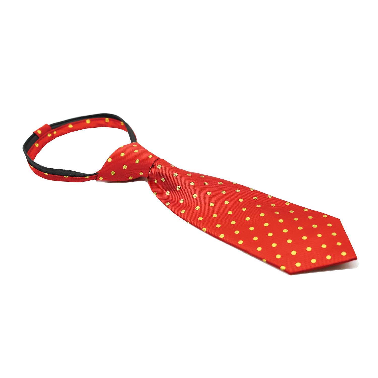 Equetech Red/Gold Junior Pre-Tied Polka Dot Show Zipper Tie – Equestrian Riding Tie