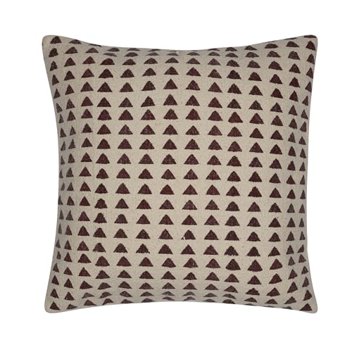 Image of Wakefit Designer Cushion Cover | 16x16 inch | Handmade Block Print | Cotton Fabric on Both Sides | Gentle Wash Only | Pack of 1 | Trikon Maroon