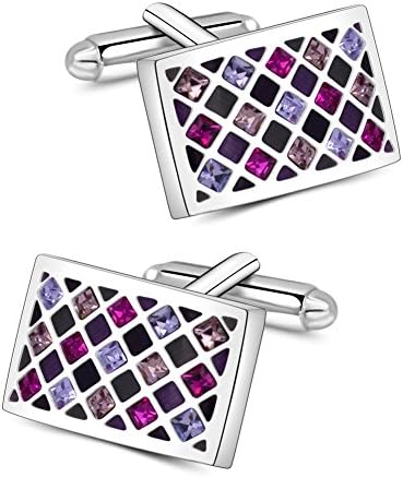 Mr.Van Elegant Swarovski Crystal Cufflinks Purple Groovy Fuchsia Glimmering Cuff Links Set Wedding Christmas Gifts for men