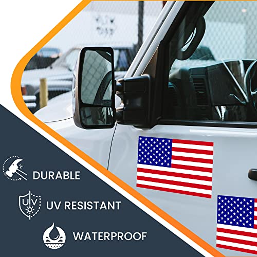 Image of Magnet Me Up: American Flag Automotive Magnet Decal - 5x8 inches, 2 Pack, Red White, and Blue - Heavy-Duty for Car, Truck, SUV United States of America Patriotic Auto Accessories, USA Flag Car Magnets