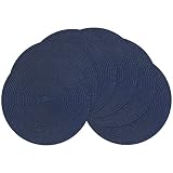 SHACOS Round Placemats Set of 6 Washable 15 inch Round Table Mats Cotton Polyester Woven Braided Pla
