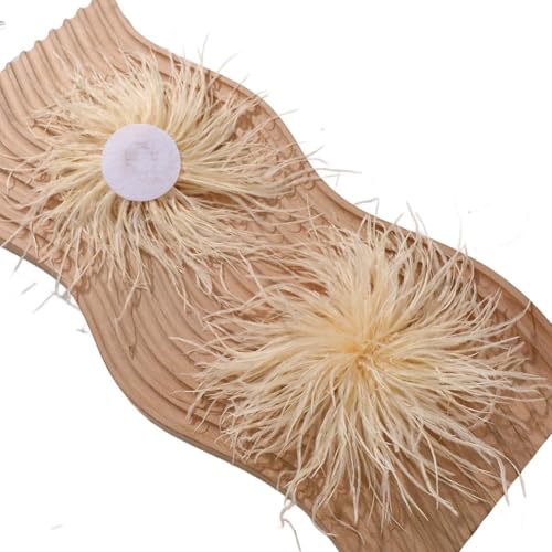 Pompones de plumas de avestruz de 2 piezas para manualidades y costura creativa