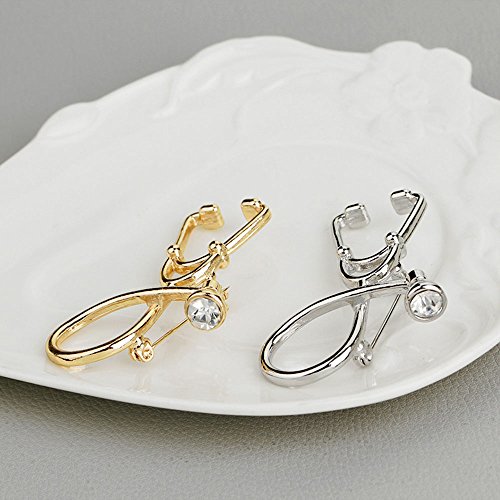 Image of MINGHUA Stethoscope Brooch Stethoscope Pin Nurse, Medical Student Graduation Gift, Physician Jewelry (Gold)