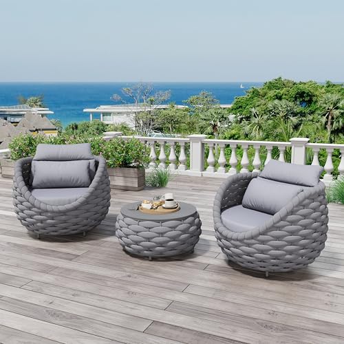 Erotr Front Porch Furniture Set: 3 Pieces Aluminum Patio Conversation
