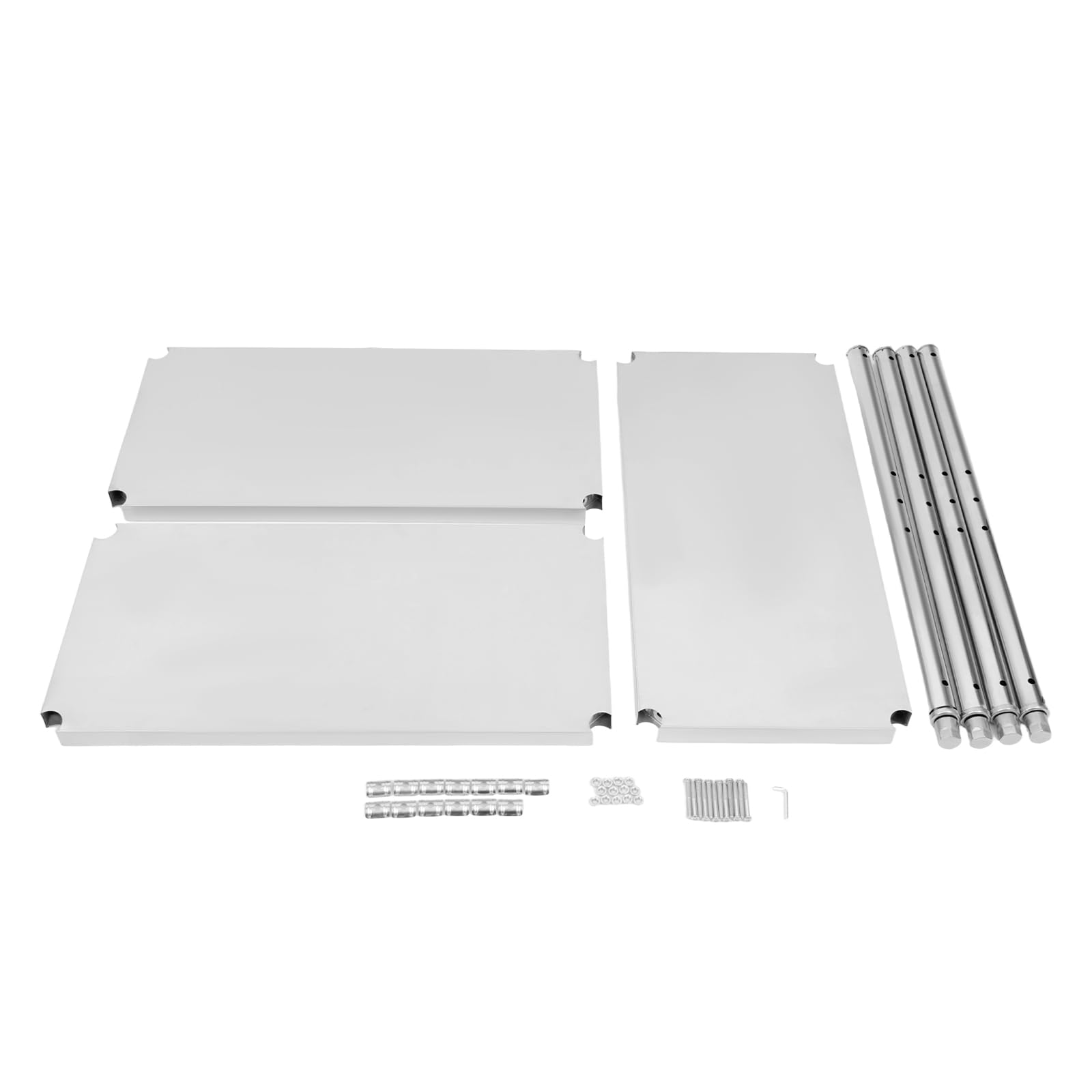 Mesa de trabajo de acero inoxidable, 80 x 80 x 40 cm, soporta 30 kg, 3 estantes, mesa de acero inoxidable, estantería de cocina, para gastro, para cargas pesadas, para barbacoa, cocina, hogar