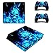 Produktbild DOTBUY PS4 Slim Skin Aufkleber Sticker Design Folie schützende Haut Schale für Sony Playstation 4 Slim Konsole und 2 Dualshock Controller (Blue Fire Skull)