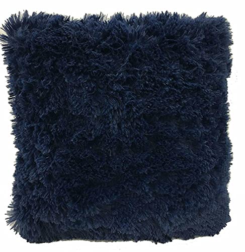 DiamondHome Super Soft Faux Fur Decorative Filled Throw Pillow Cushion (Navy Blue)