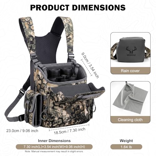 Image of MOXULE Binocular Harness Chest Pack: Waterproof Bino Case with Rangefinder Pocket for Birdwatching and Hiking XL