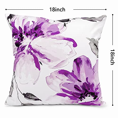 Nymphia Spring Pillow Covers 18X18, Purple Watercolor Floral Decorative Throw Pillows For Couch Sofa Bed, Set Of 2 #TOP7