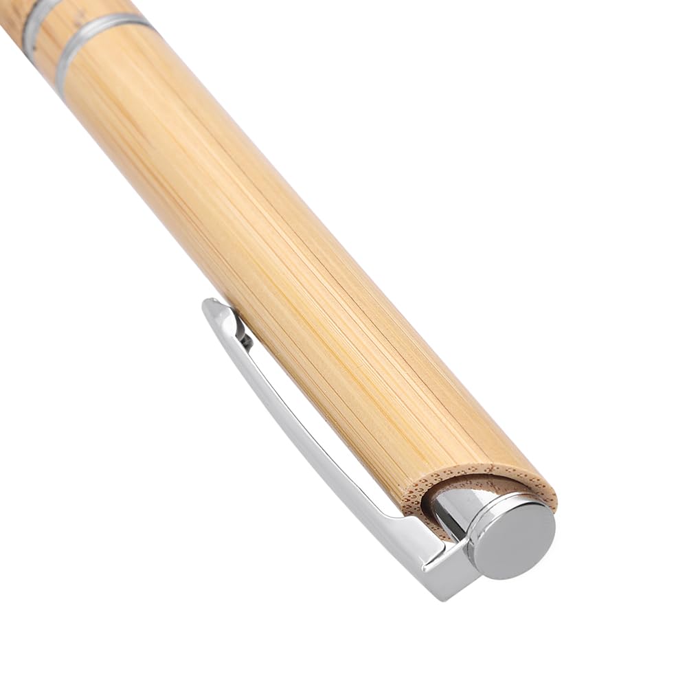 MPM Quality Bolígrafo de bambú con grabado láser personalizado, con texto y logotipo para empresa, con clip de metal, madera, respetuoso con el medio ambiente, precio por 1000 unidades