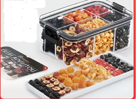 MosQuick® 6 Compartments Premium Air Tight Containers for Storage multi Fridge Storage Boxes, Ideal fridge storage boxes for vegetables snacks dry fruits durable storage box for kitchen Transparent