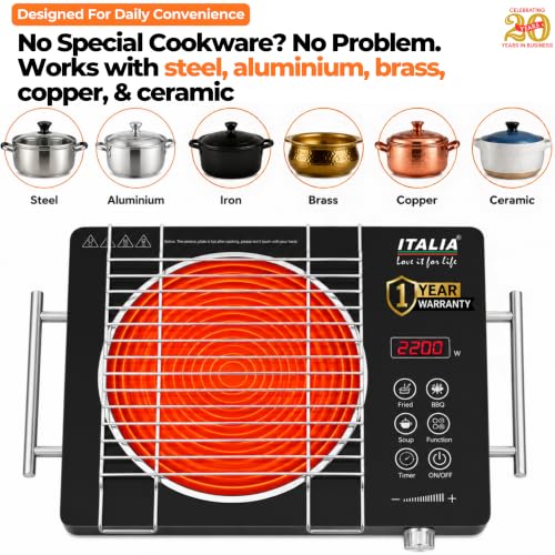 ITALIA Store ITALIA 2200W Crystal Glass Ceramic Cooktop - Image 4