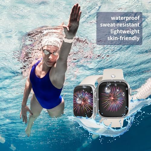 Image of Sport Bands Compatible with Apple Watch Band 38mm /40mm /41mm /42mm /44mm /45mm /49mm Women Men,Soft Silicone Strap Compatible with iWatch Ultra2 /Ultra Series10 /9 /8 /7 /6 /5 /4 /3 /2 /1 /SE Starlight