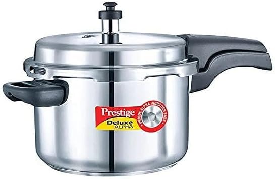 Prestige Alpha PRSDA-6.5L Induction Base Stainless Steel Deluxe Pressure Cooker, 6.5 L/Small, Silver
