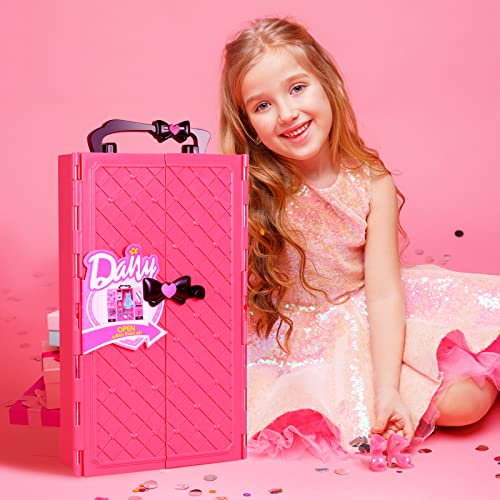 UCanaan Armoire pour Poupées Garde Robe Ensemble pour Les Vêtements Poupée (également pour 11,5" Poupées Filles),44 Accessoires Poupée Inclus Poupée Mode, Robes, Chaussures, Sacs, Cintres Et Support – Image 5