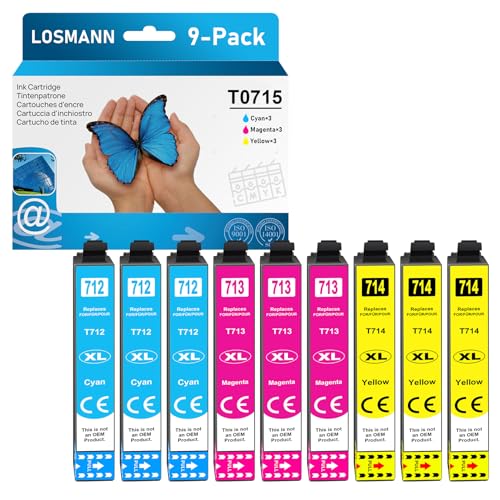 LOSMANN T0715 Cartouches d'encre compatibles pour Epson T0712 T0713 T0714 pour Stylus BX300F SX100 SX200 SX210 SX215 SX218 SX510W SX400 SX410 SX415 SX600FW...