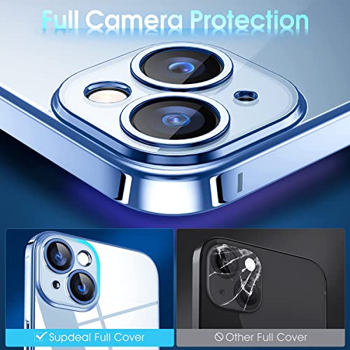Image of VONZEE TPU Compatible with iPhone 14 Case 6.1 Inch, Luxury Electroplated Soft Edge Bumper Case, Full Camera Protection & Reinforced Corners Shockproof Case Cover|Transparent|Sierra Blue
