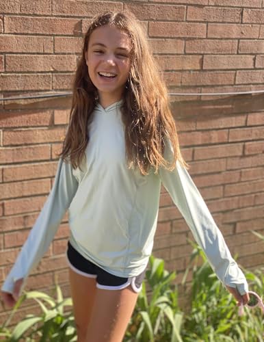 zaclotre kids upf 50 sun shirt girls quick dry sun protection clothing athletic hoodie with thumbholes