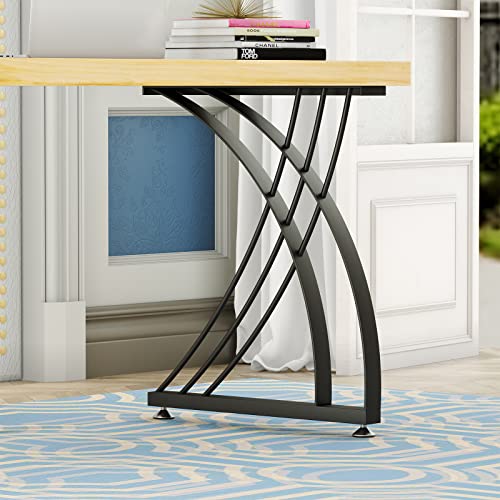 Heoniture Table Legs 28Inch Metal Desk Legs Coffee Table Legs Set Of 2, Industrial Curved Shape Heavy Duty Dining Furniture Leg, Modern Iron Bar Bench Legs Table Base(28”H 23.7”W, 2 Pcs) #TOP6