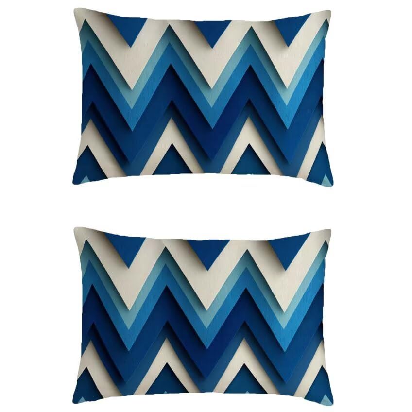 Housse coussin exterieur bleu pour canapé de jardin en automne et patio