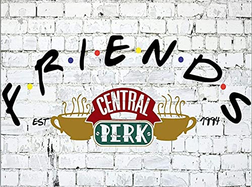 Mulrcks Friends Central Perk Plaque en métal rétro sur le thème de New York pour salon, bar, garage, café, décoration murale style shabby chic 20,3 x 30,5 cm Cover