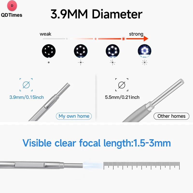 QiudanTimes HD Camera Endoscope HD1080P Ear Cleaner Screen Otoscope Digital Endoscope 4.3 inch HD Screen Camera Digital Ear Monitor Earpick(4.5'-3.9mm)