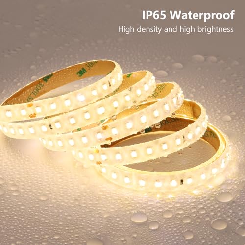 Image of BENLUN 48V Outdoor LED Strip Lights Waterproof, 65.6ft 150W 4000K Natural White Dimmable LED Tape Light Cuttable with Power Supply for Bedroom Ceiling Garden Living Room Commercial House