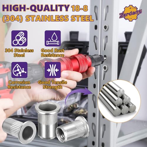 30 Stück Nietmuttern M8, A2 V2A Edelstahl Blindnietmuttern, Runde Flachkopf Einnietmuttern mit Gewinde, Nietmuttern Edelstahl für Metallplatten Rohre usw.