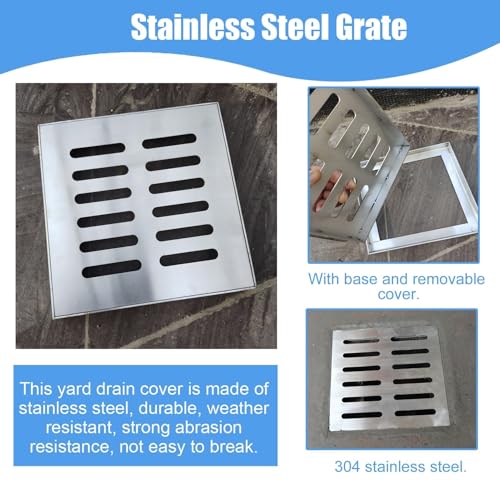 Grille en acier inoxydable 304 pour drain de patio extérieur 10x10 cm - 4