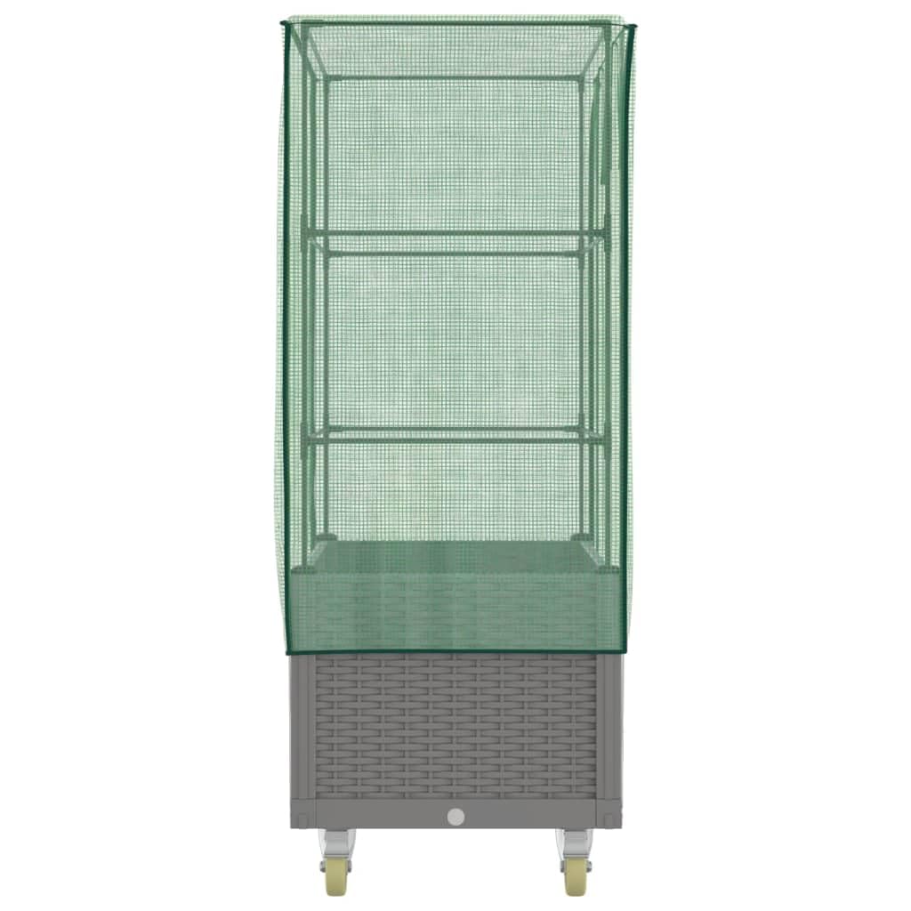 Rattan-Optik Hochbeet mit Aufsatz und Rollen 80x50x182 cm für Garten Balkon und Indoor Pflanzenpflege