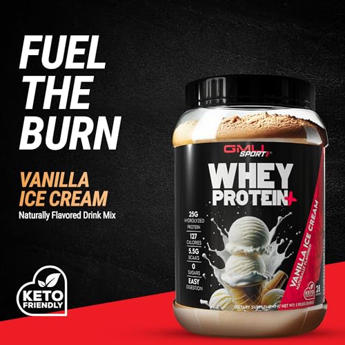 Image of GMU SPORT Whey Protein Powder+ Concentrate 2lb | 25g Protein for Muscle Growth & Recovery | Delicious Flavor, Easy to Mix | Non-GMO, Gluten-Free |28 Servings Vanilla Protein Supplement