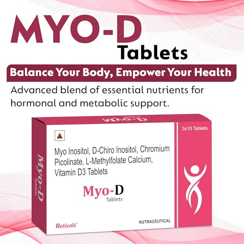 Image of PCOS, PCOD management for women- Myo-inositol, D-Chiro Inositol, L-Methylfolate Vitamin D3, Chromium picolinate, Pack of 60 Tablets