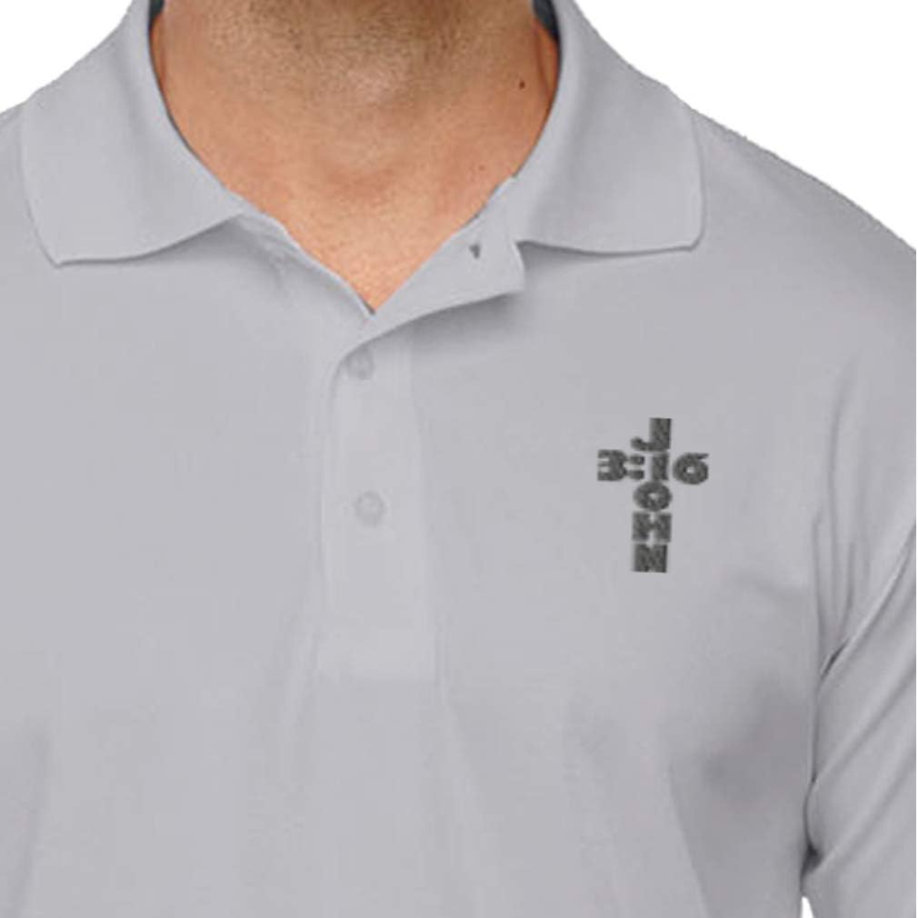 Custom Performance Golf Tees Jesus Christian John 3:16 A Embroidery Polyester Short Sleeves Polo Shirts for Men Navy Design Only Large - Image 2
