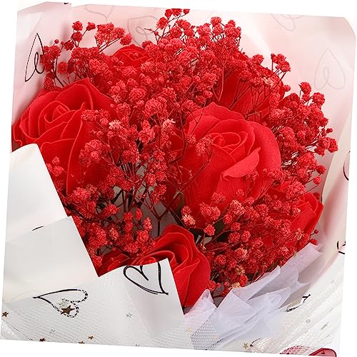 Ramo de flores secas Gypsophila rojo 26x23 cm miniatura 7