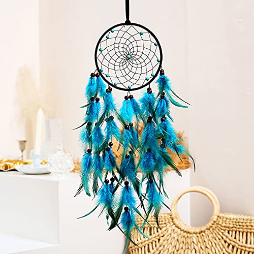SIZHINAI Blue Feathers apanhador de sonhos lindo feito à mão macramê apanhador de sonhos decoração d