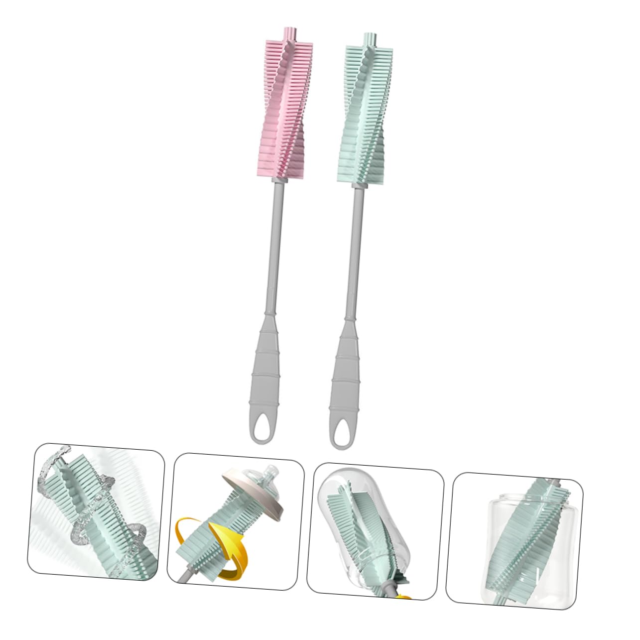 ibasenice 3 Set Spazzola Per Bottiglie Pennello A Manico Lungo Scovolino Per Biberon Borracce Termiche Bottiglie Termiche Cleaning Brush Spazzola Per Ciuccio Girevole Pp 2 Pezzi * 3