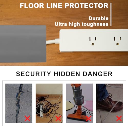 Image of 10Ft Floor Cord Cover Gray Silicone Cable Protector Easy to Install Wire Organizer and Hider for Home, Office, Garage (Gray-3m)