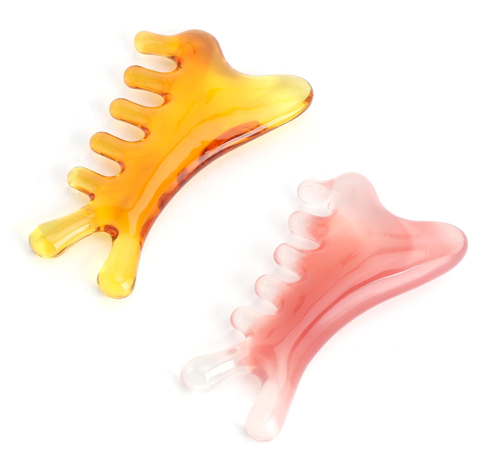 Gua Sha urządzenie do masażu pięknego, 2 sztuki, 4 w 1, wielofunkcyjny grzebień do masażu twarzy Gua Sha, kamień różowy kwarc, urządzenie do pielęgnacji oczu, modelowania szczęki, pielęgnacji głowy