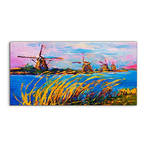 Tableau image sur verre trempé 140x70cm mill landscape nature pour salon