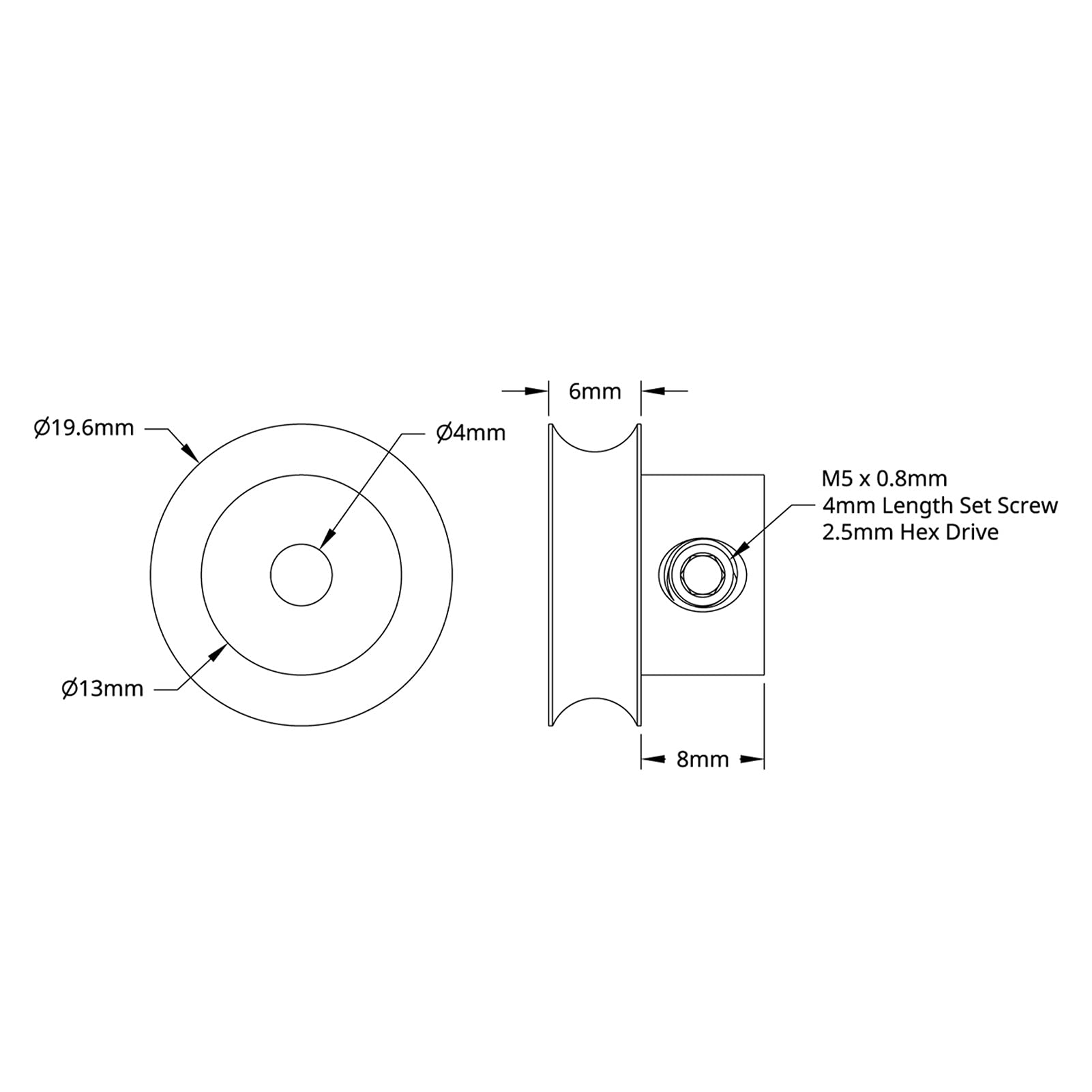 ViaGasaFamido Lot De 5 Poulies Rondes Fixes à Vis Poulie En Forme De V Avec Trou De 16 Mm De Diamètre En Alliage D'aluminium Pour La Transmission Par Courroie Ronde De(5401-0004-00016