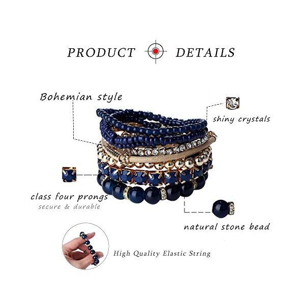 SAILIMUE 6 Sets Bohemian Stackable Bead Bracelets for Women Men Stretch Multilayered Bangles Bracelet Set Boho Multicolor Jewelry