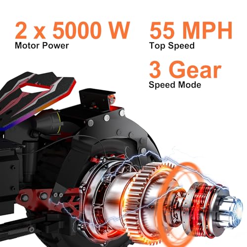 Image of Electric Scooter for Adults, Max 50-56MPH & 55-70Mile Range | 5600Ww /5000W /10000W Dual Motors,60V 25 /30AH,Dual Suspension Folding E-Scooter with LED Lights & Off-Road Tires