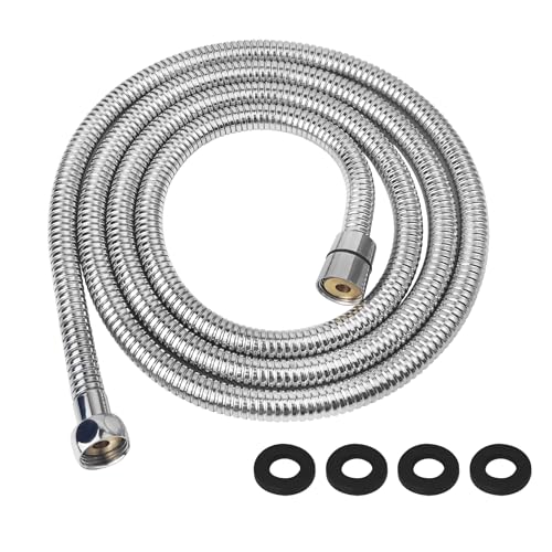 Dachiy 2m Flessibile Doccia, Tubo Doccia in Acciaio Inox, Tubo Doccia da Anti Torsione, tubo per doccia universale, Adatto a Tutti i Soffione Doccia, Argento