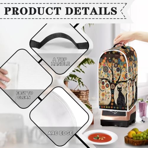 Image of Modern Art Cat Blender Cover, Kitchen Dustproof Blender Cover | Soft, Anti Splash, Stand Mixer or Coffee Juicer Maker Cover Polyester Dust Proof Blender Protector Covers Christmas Decor