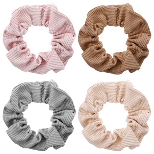 Gjinxi Lot de 4 chouchous en soie pour femme - Chouchous en soie - Pour femmes et filles - Tous les types de cheveux (4 couleurs)