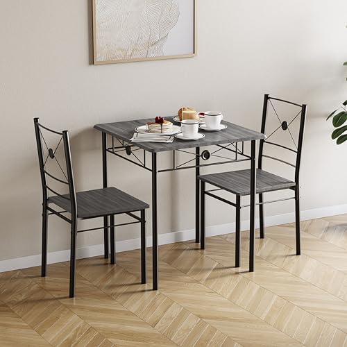 Vida Designs Roslyn Ensemble Table et chaises de Salle à Manger Modernes et contemporaines (Gris, 2 Places)