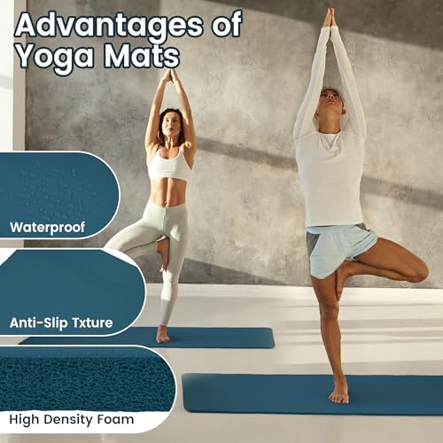 Image of BalanceFrom GoYoga All-Purpose 1 /2-Inch Extra Thick High Density Anti-Tear Exercise Yoga Mat with Carrying Strap