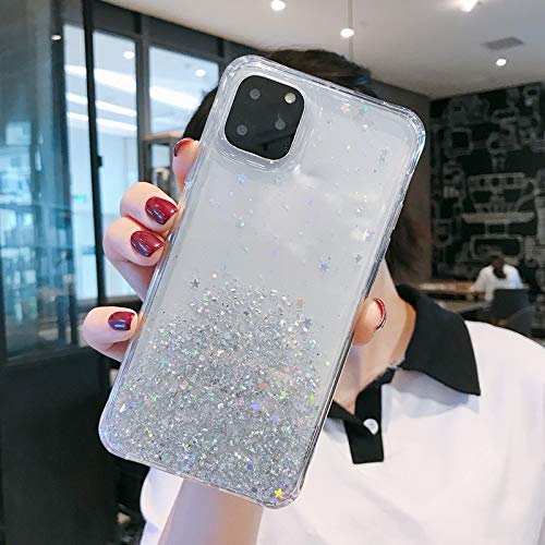Image of VONZEE Glitter Case Compatible with iPhone 11 (6.1 inch), Non Moving Glitter Stars Cover Soft TPU + Hard PC Bumper Bling Cover for Women Girls Protective Shockproof Phone Case for iPhone 11 (White)
