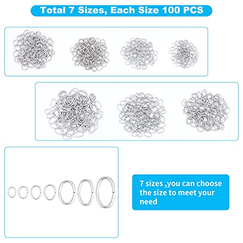 UNICRAFTALE about 700pcs 3-10mm 7 Sizes Oval Jumps Rings 18-24 Gauge Close but Unsoldered Connector Rings Stainless Steel Jewelry Rings Connectors for DIY Jewelry Making Stainless Steel Color