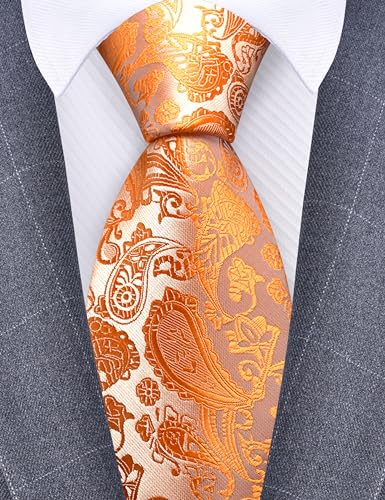 Image of GUSLESON 3.15 inch(8cm) Fashion Paisley Ties Mens Woven Jacquard Necktie for Wedding